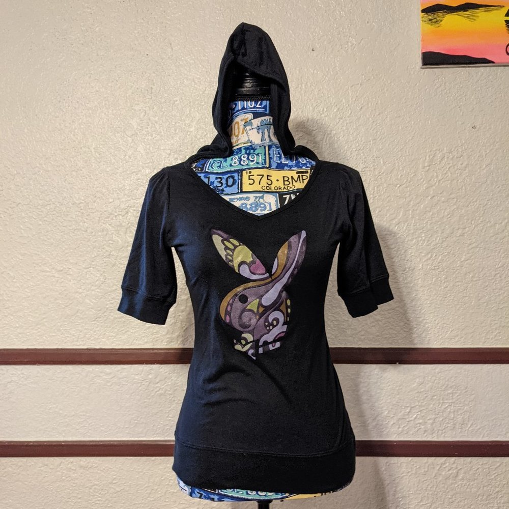 Vintage Authentic 2000s Playboy 3/4 sleeve hoodie